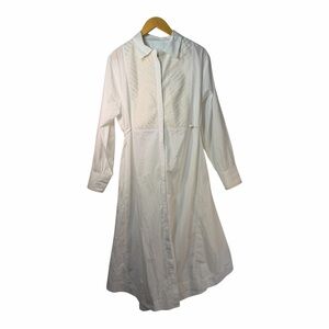 Merlette Pima Cotton Embroidered Button Down Midi Dress M Long Sleeve Minimalist